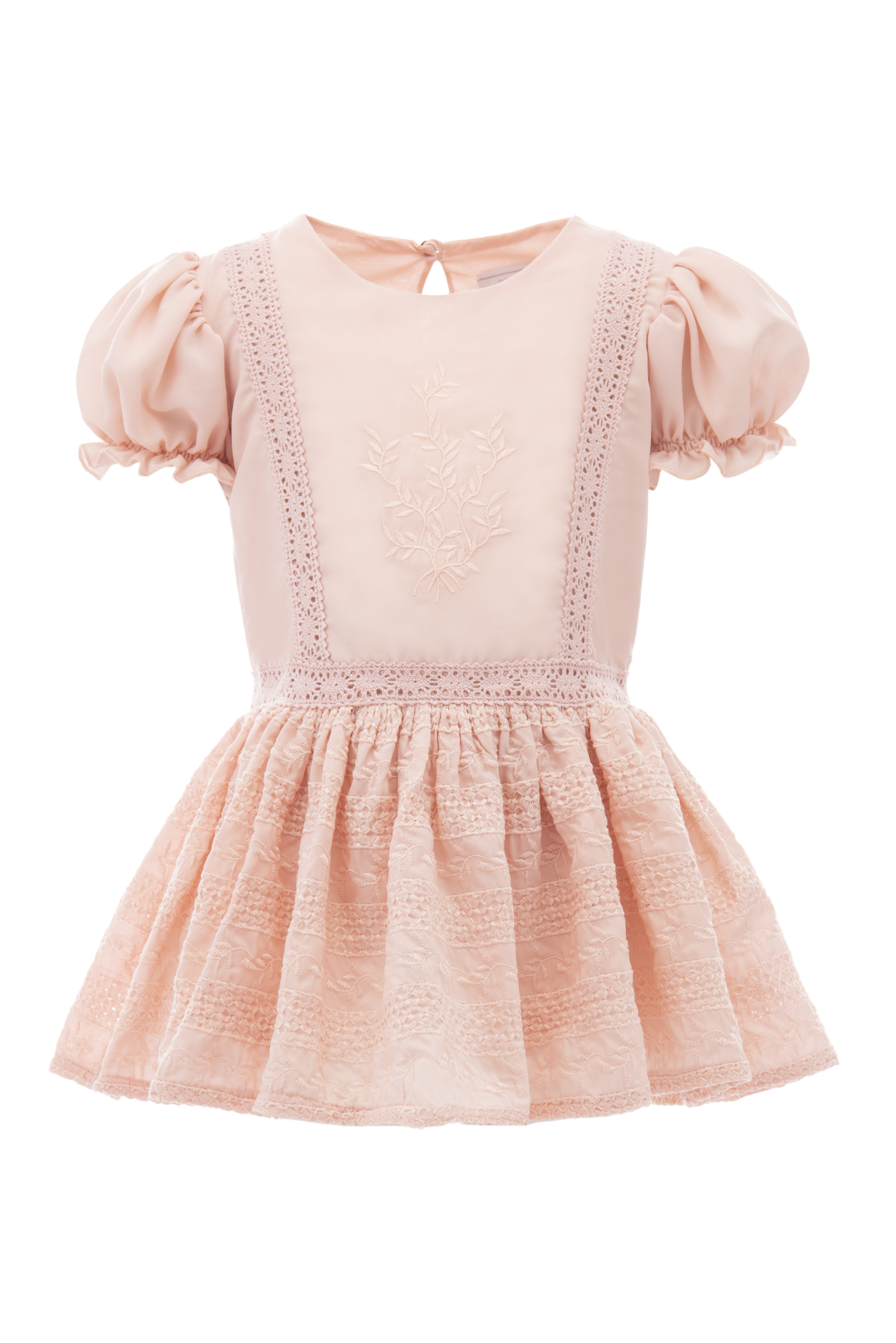 Balon kollu işlemeli elbise