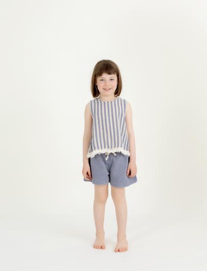 Linen striped shorts